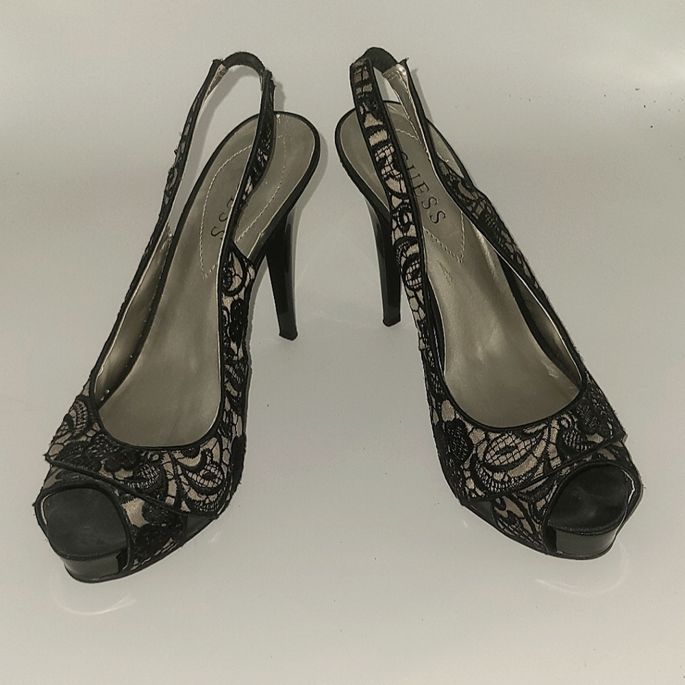 Guess black lace heels size 9.5